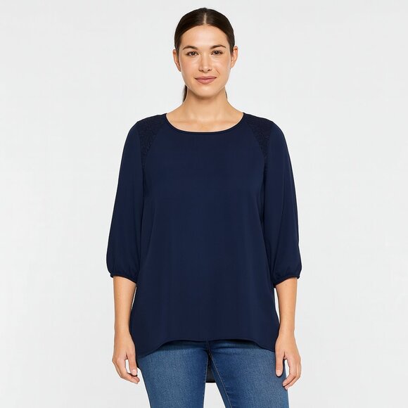 Amber Blue 3/4 Sleeve Shirt Top Blouse Size Large - Picture 1 of 6